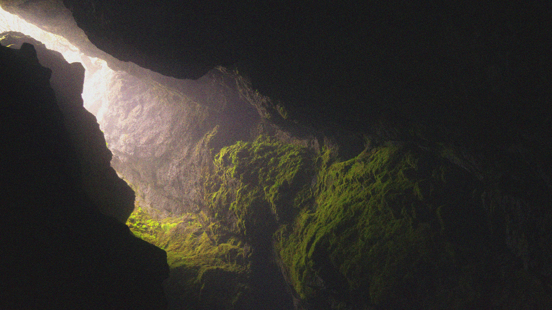Cave drawing with light peeking through