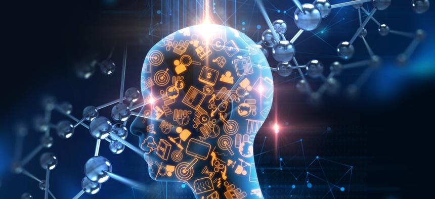 graphic cimage of head with lights