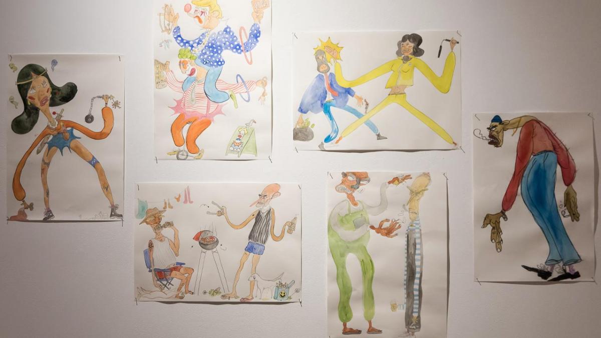 photo of colour drawings on a wall