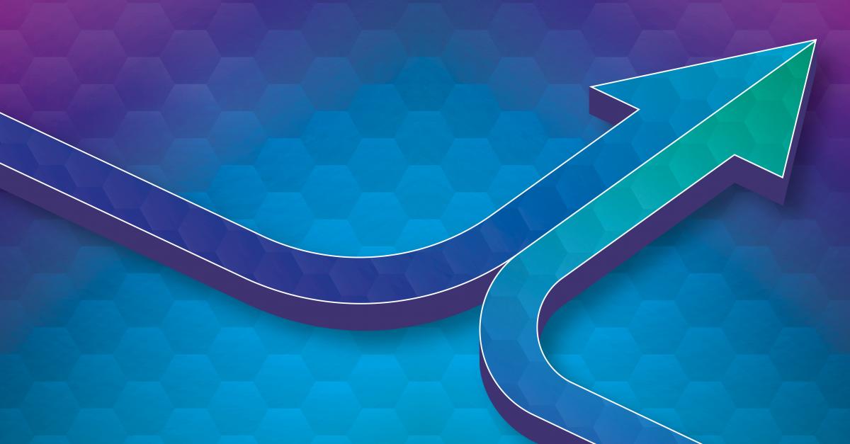 One arrow shape, blue background