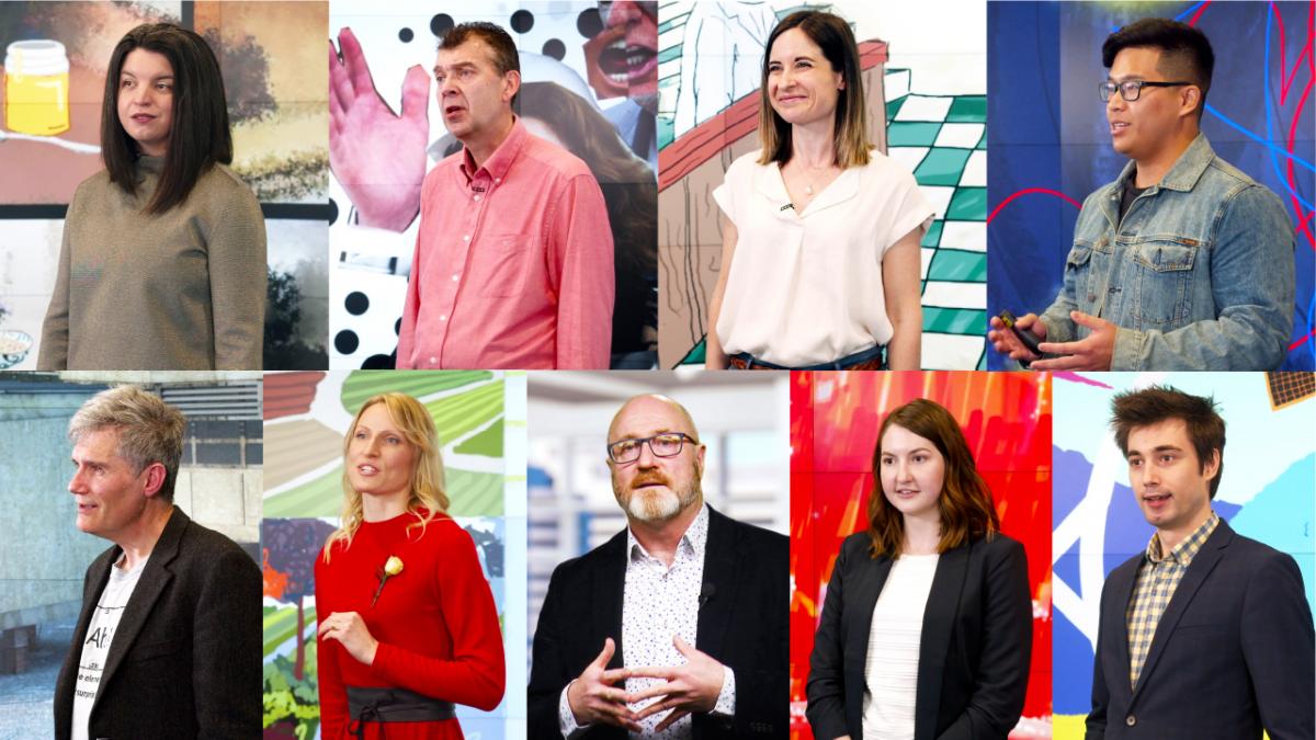 8 photos of people speaking