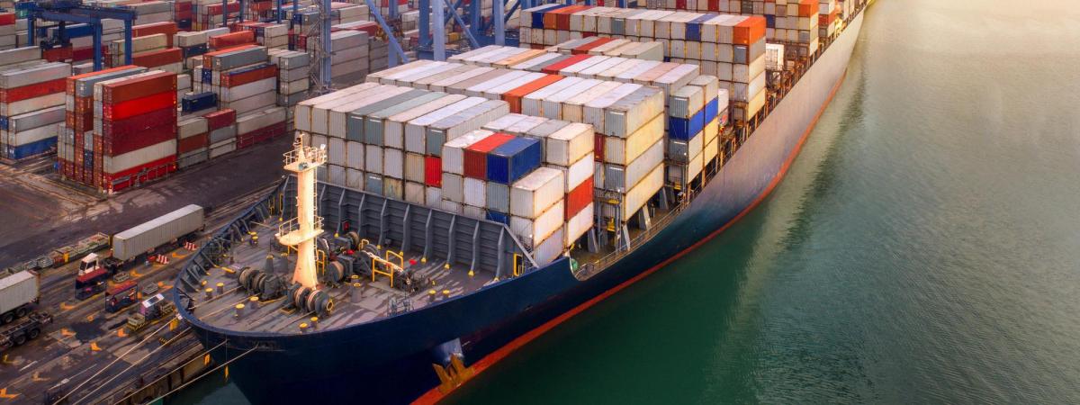 Photo of a container ship at port